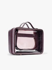 Large Clear Cosmetics Case in Croc-Embossed