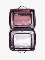 Large Clear Cosmetics Case in Croc-Embossed