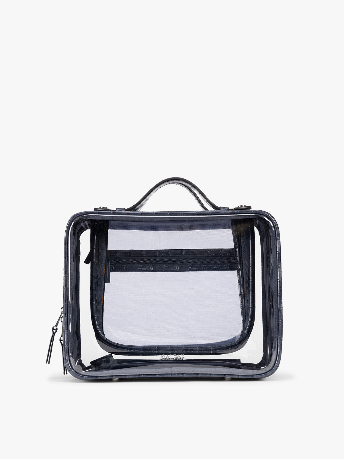Large Clear Cosmetics Case in Croc-Embossed
