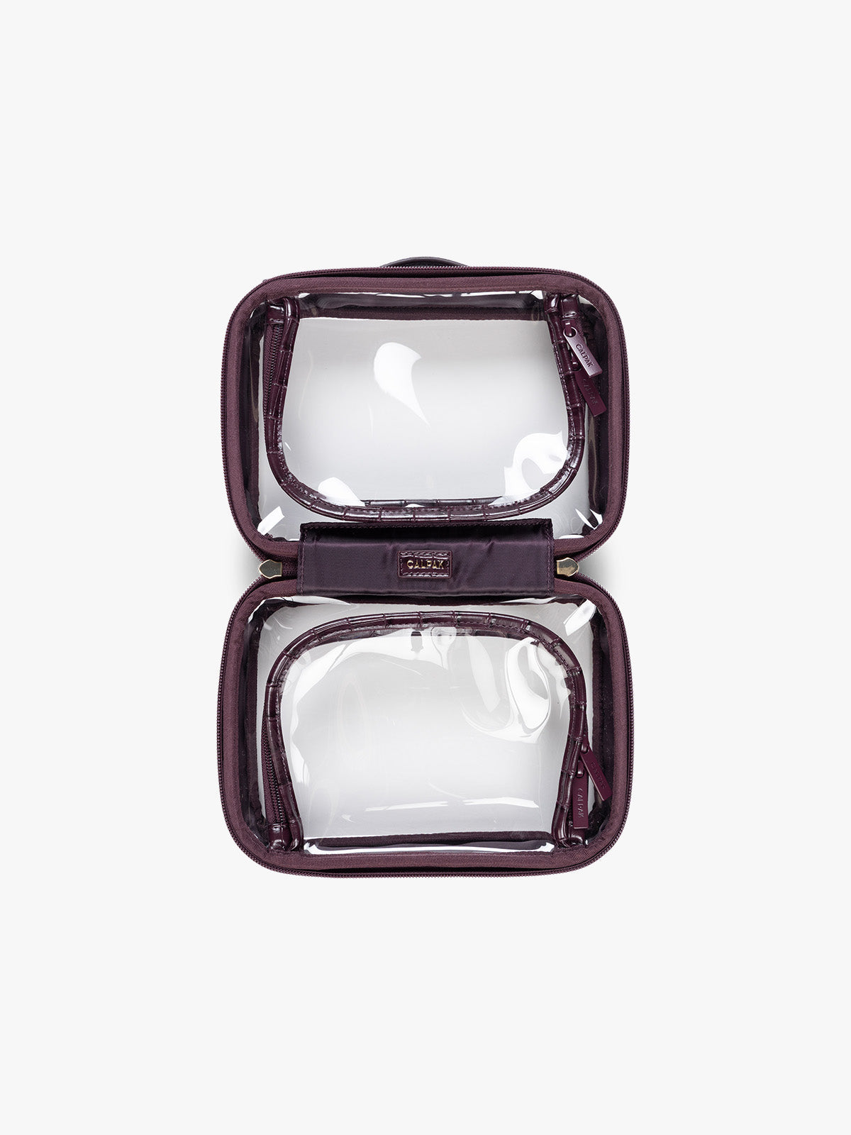Small Clear Cosmetics Case in Croc-Embossed