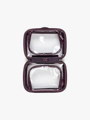 Small Clear Cosmetics Case in Croc-Embossed