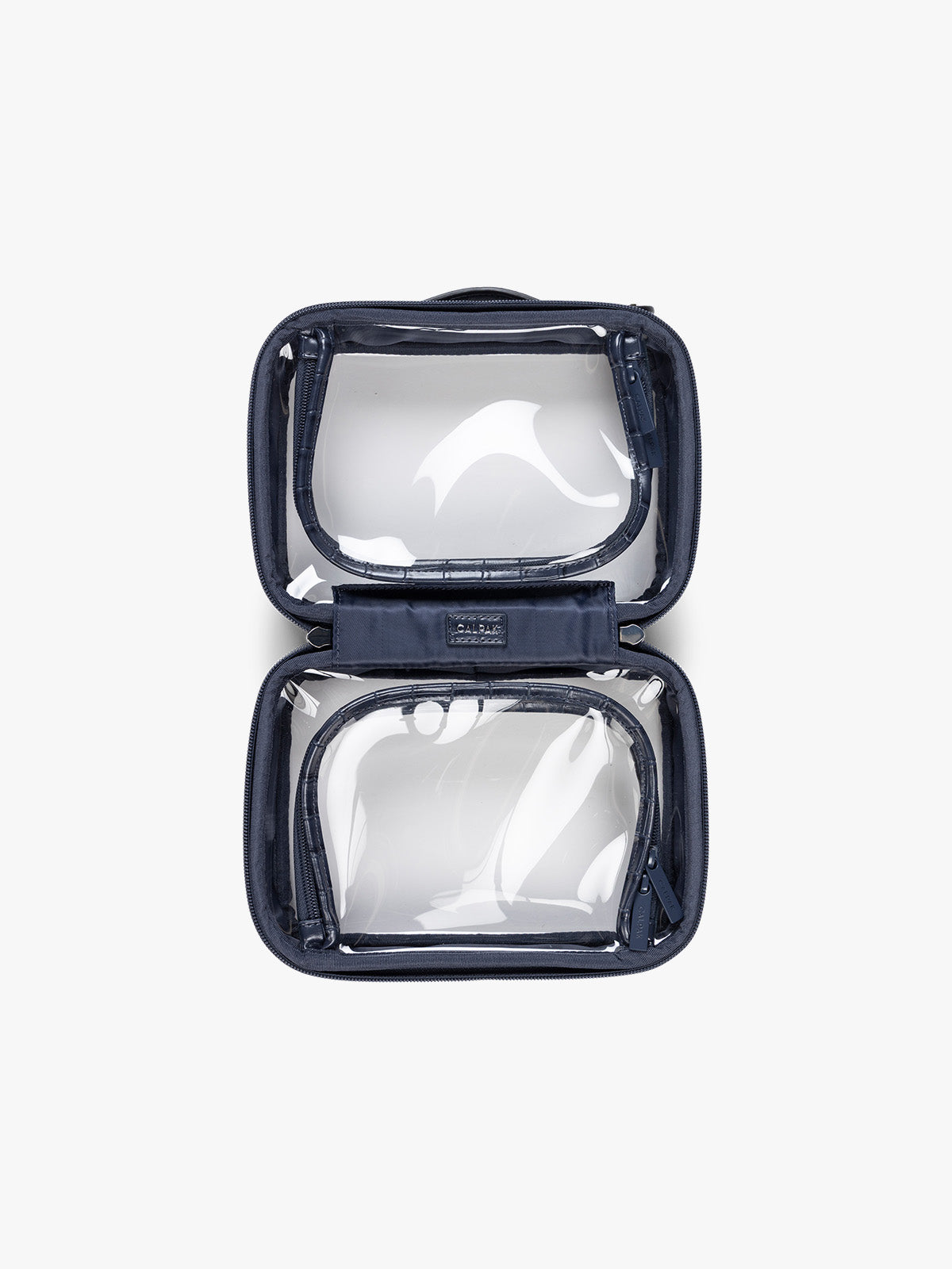 Small Clear Cosmetics Case in Croc-Embossed