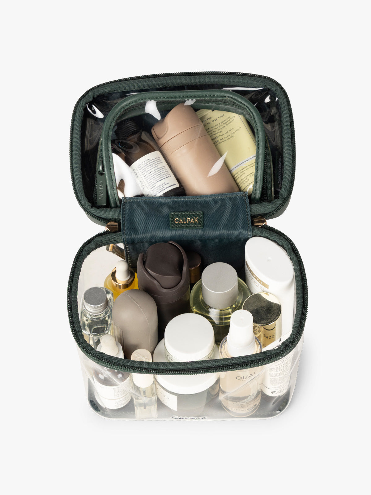 Clear Train Case with Top Compartment