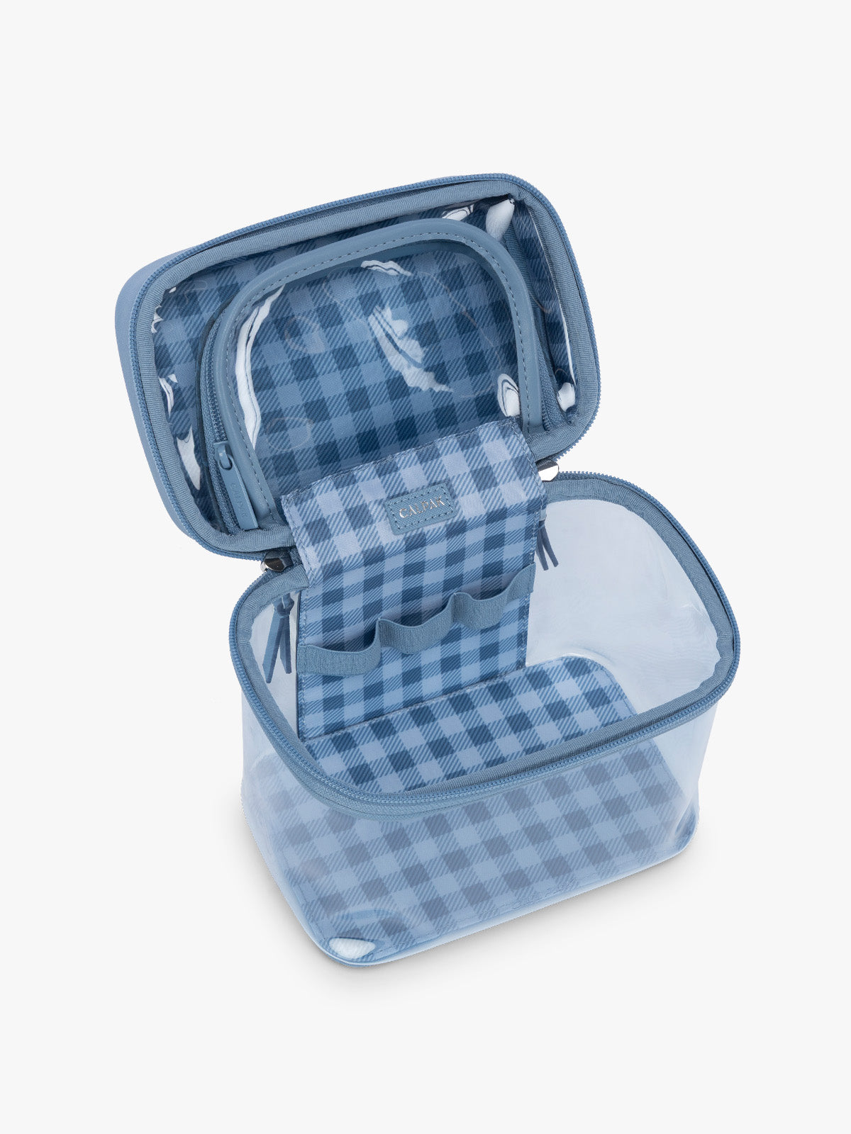 Clear Train Case with Top Compartment