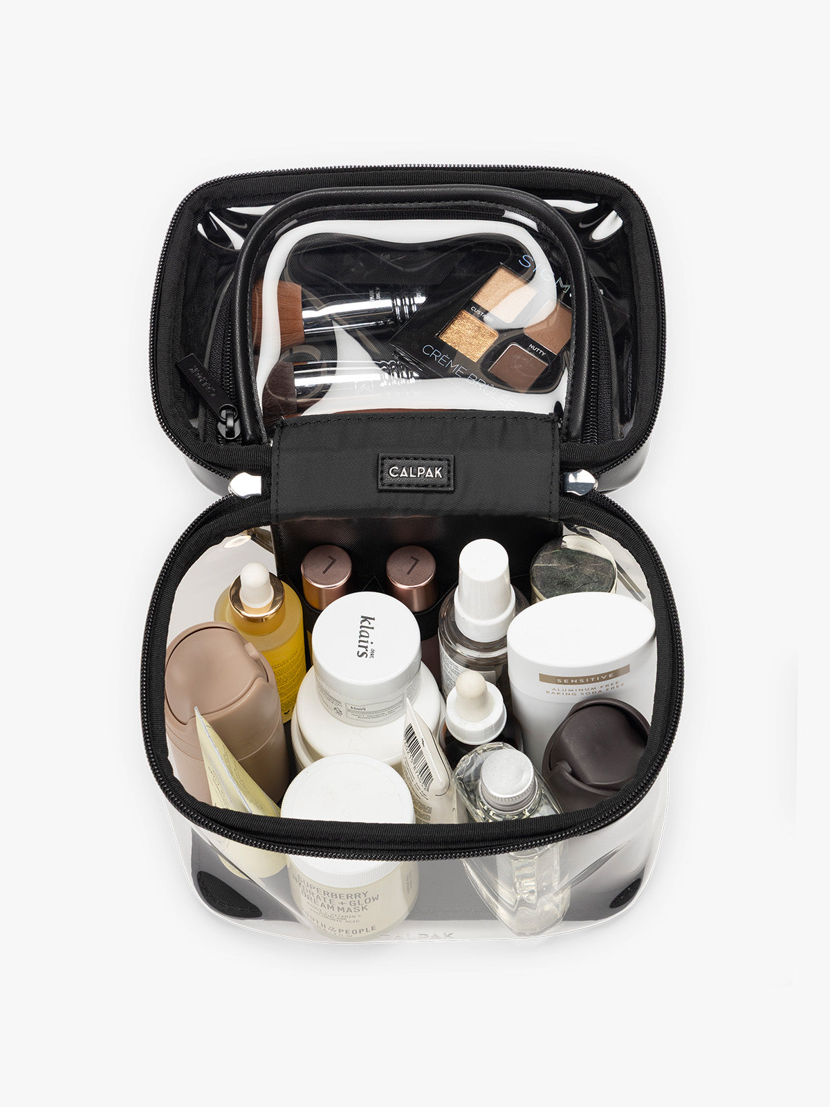Clear Train Case with Top Compartment
