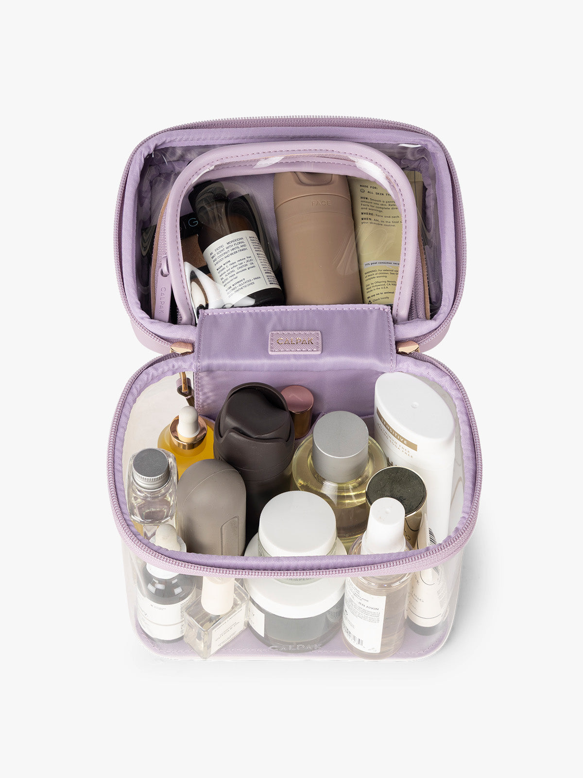 Clear Train Case with Top Compartment