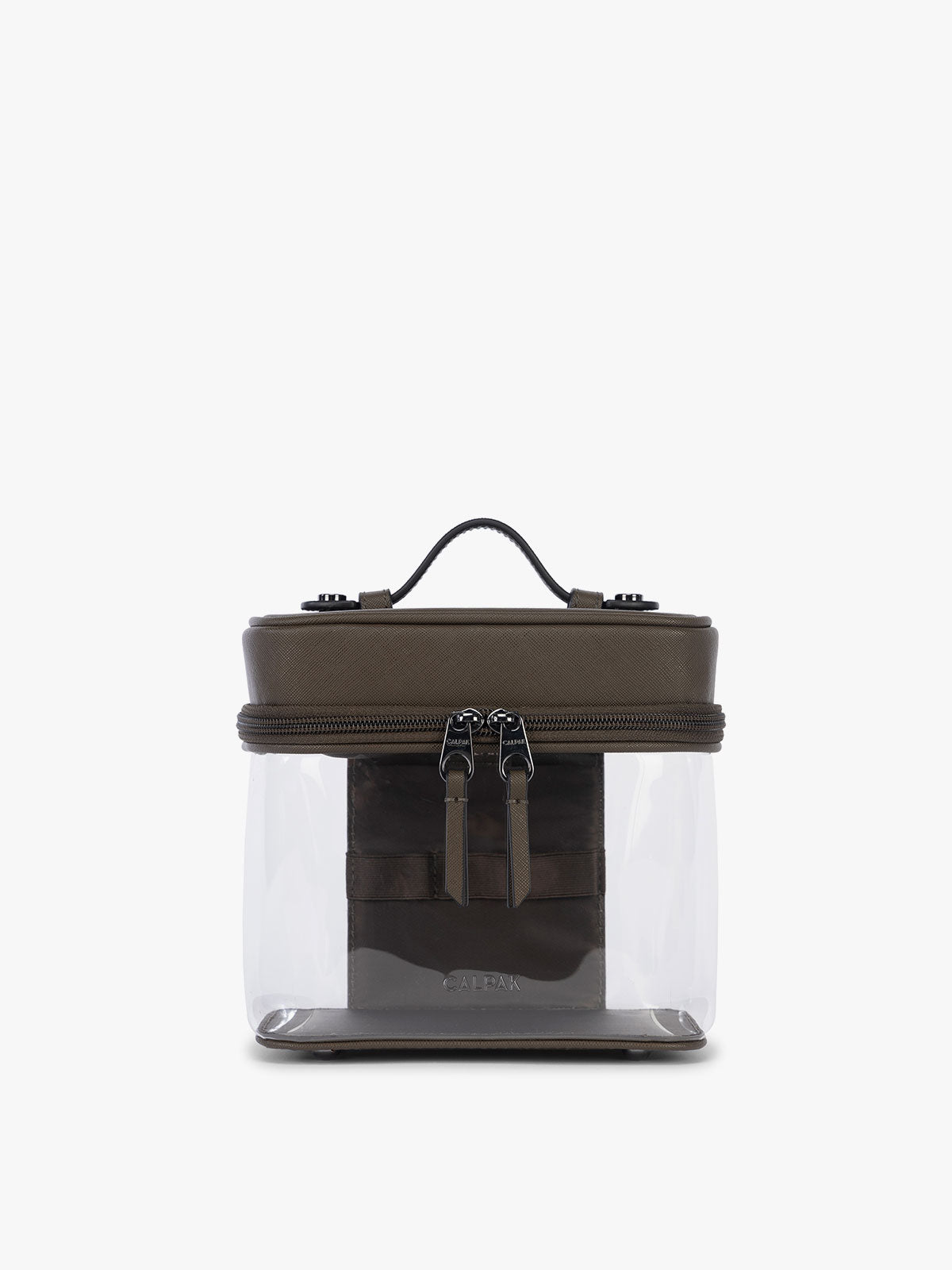Clear Train Case with Top Compartment
