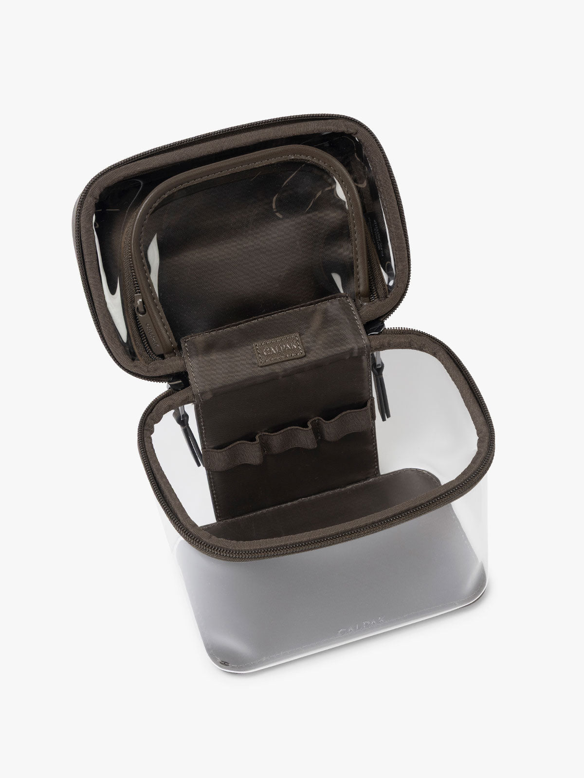 Clear Train Case with Top Compartment