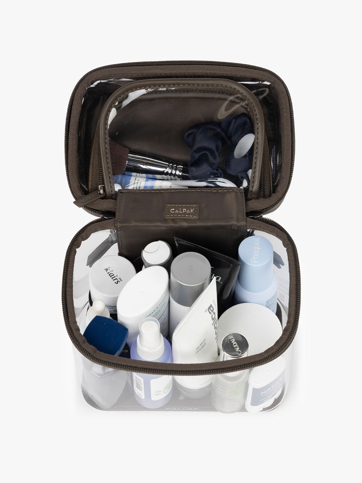 Clear Train Case with Top Compartment