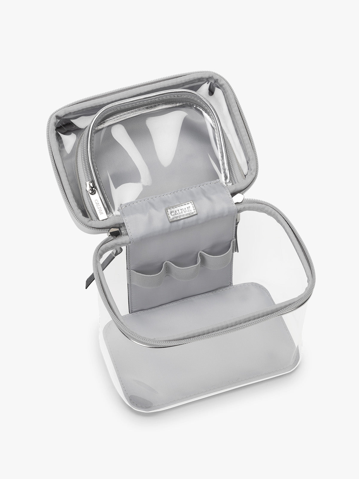 Clear Train Case with Top Compartment
