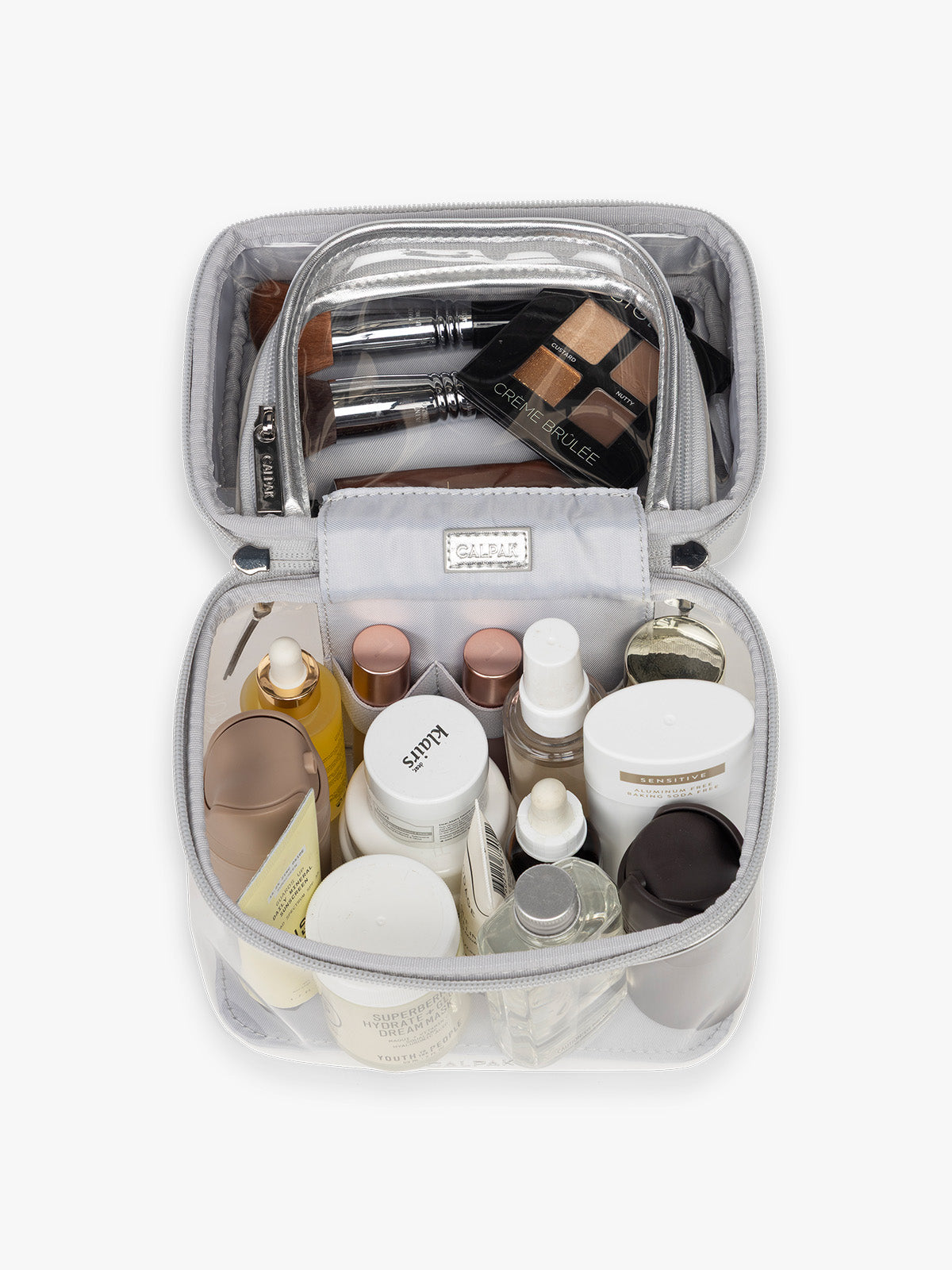 Clear Train Case with Top Compartment