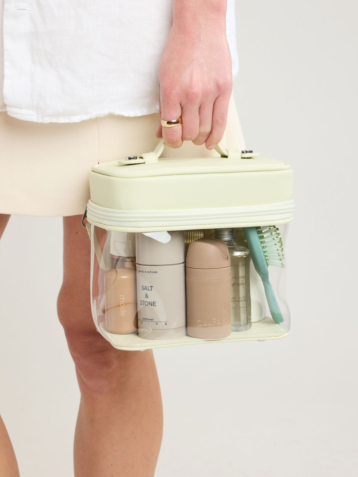 Clear Train Case with Top Compartment