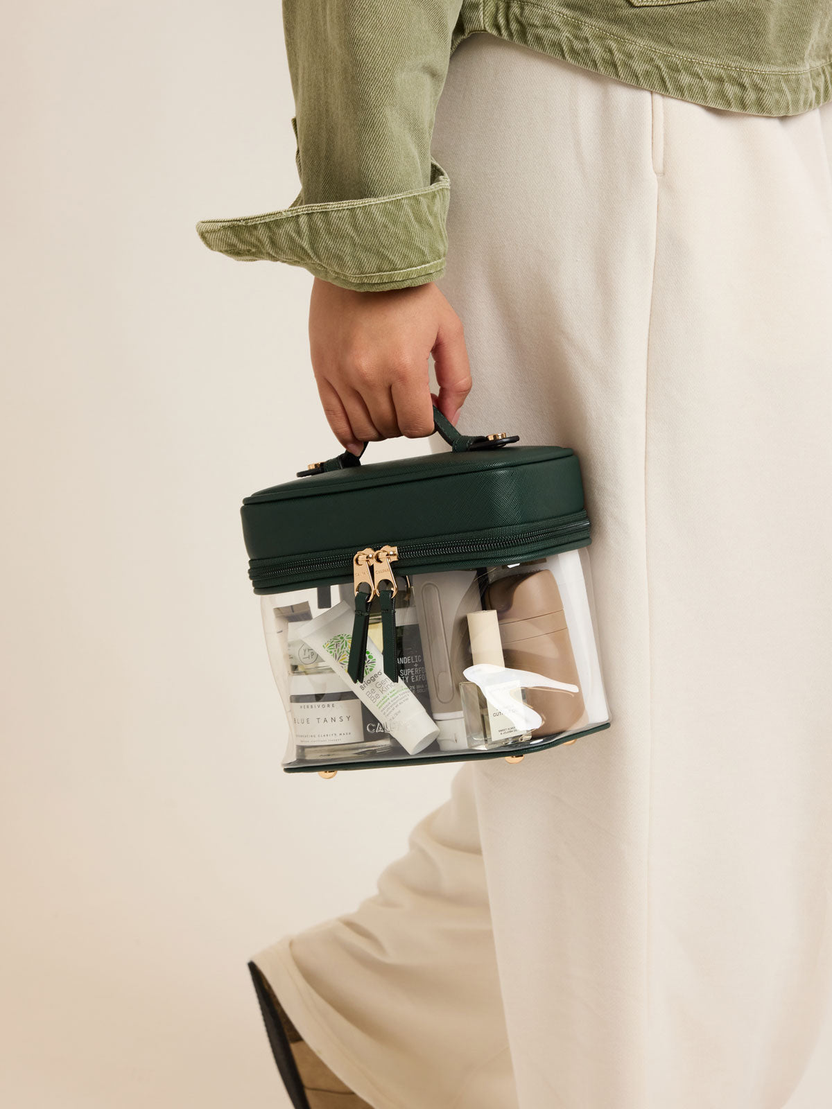 Clear Train Case with Top Compartment