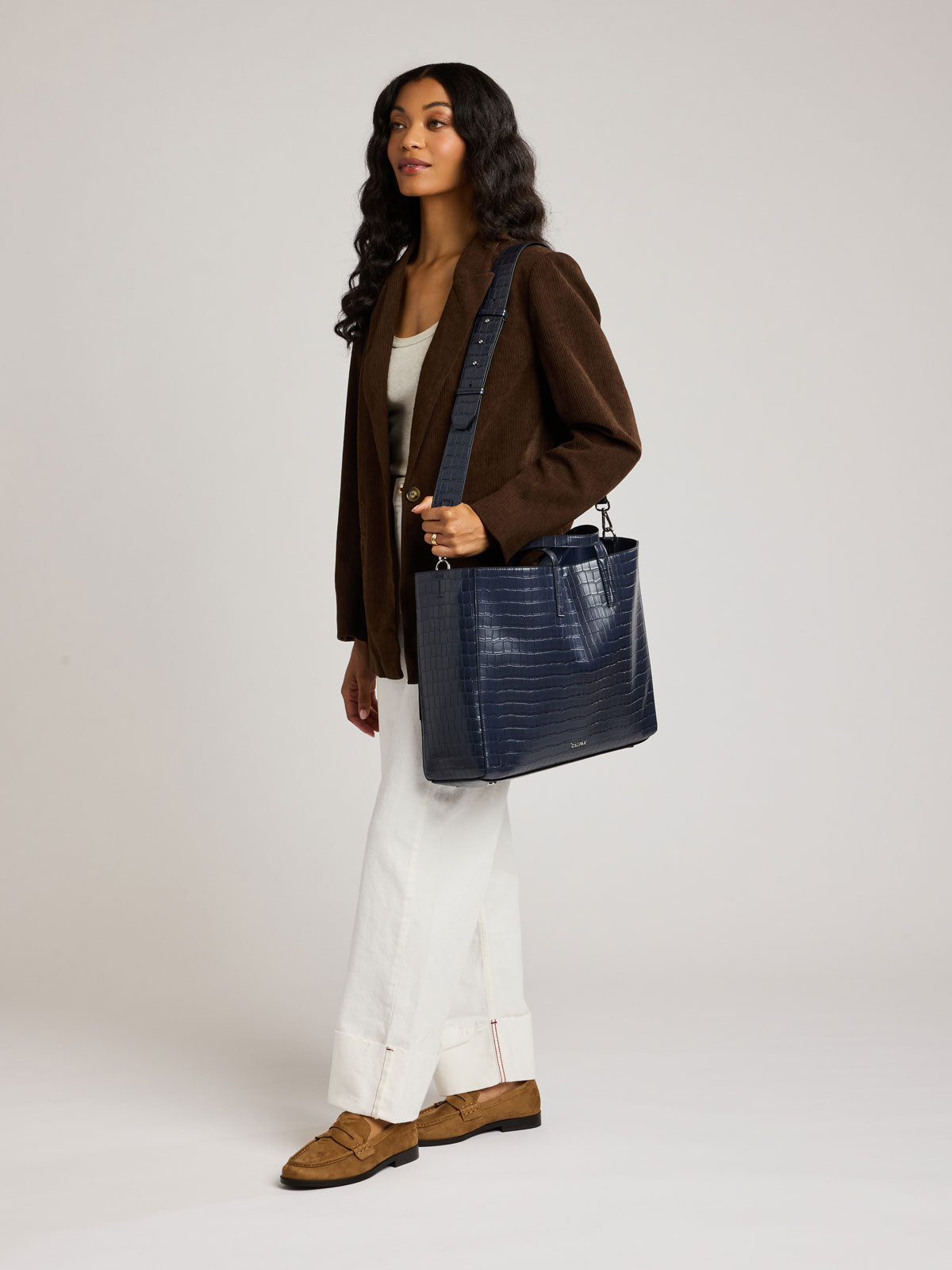 Haven 16" Laptop Tote in Croc-Embossed