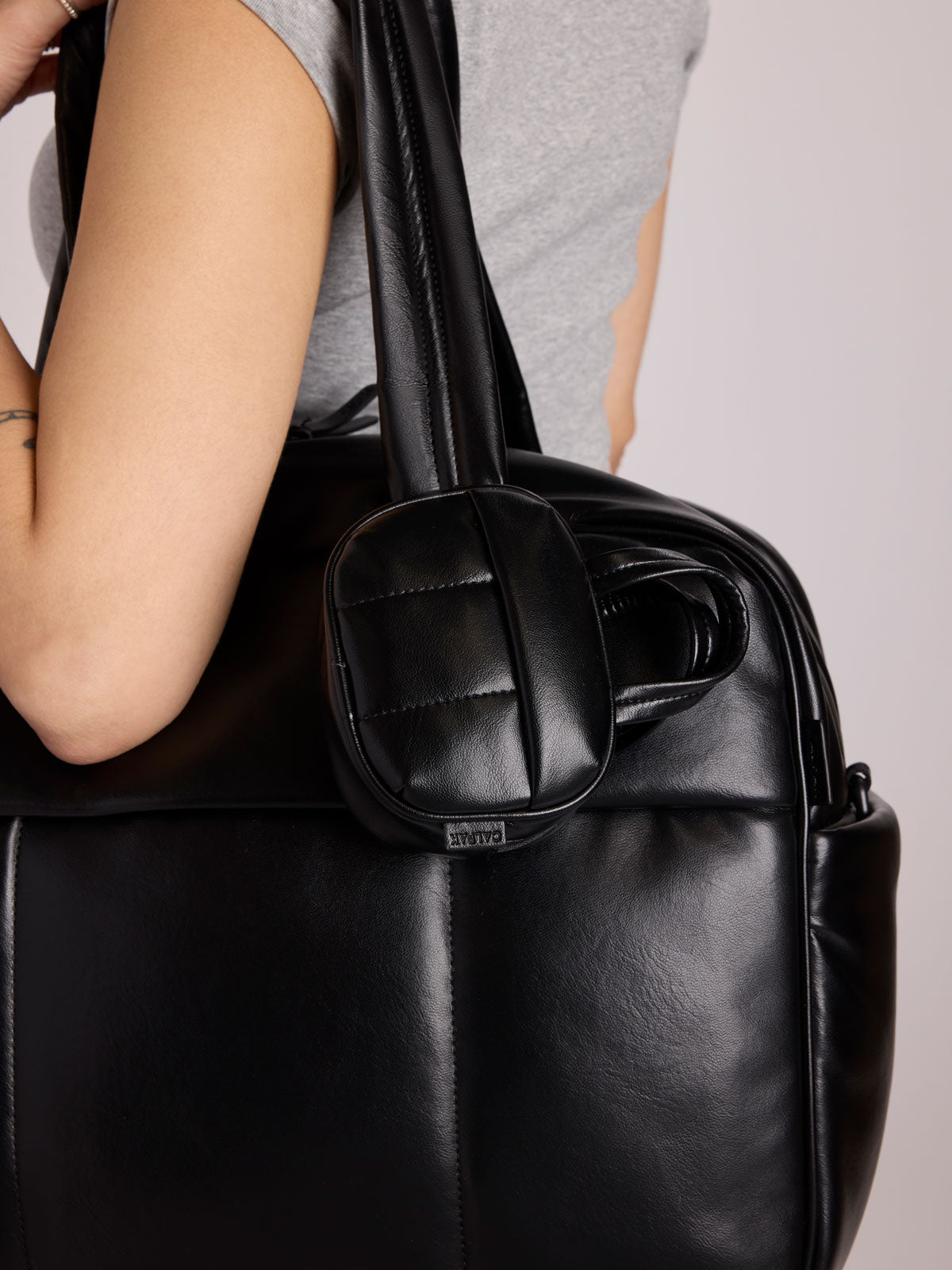 Luka Duffel Zip Bag Charm in Vegan Leather