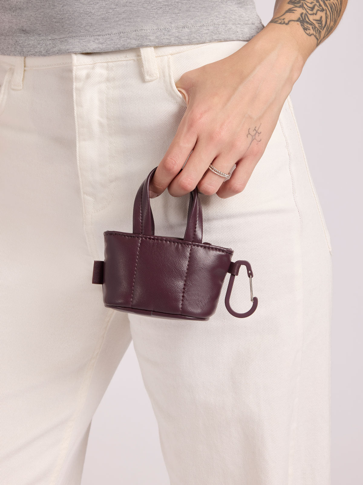 Luka Tote Zip Bag Charm in Vegan Leather