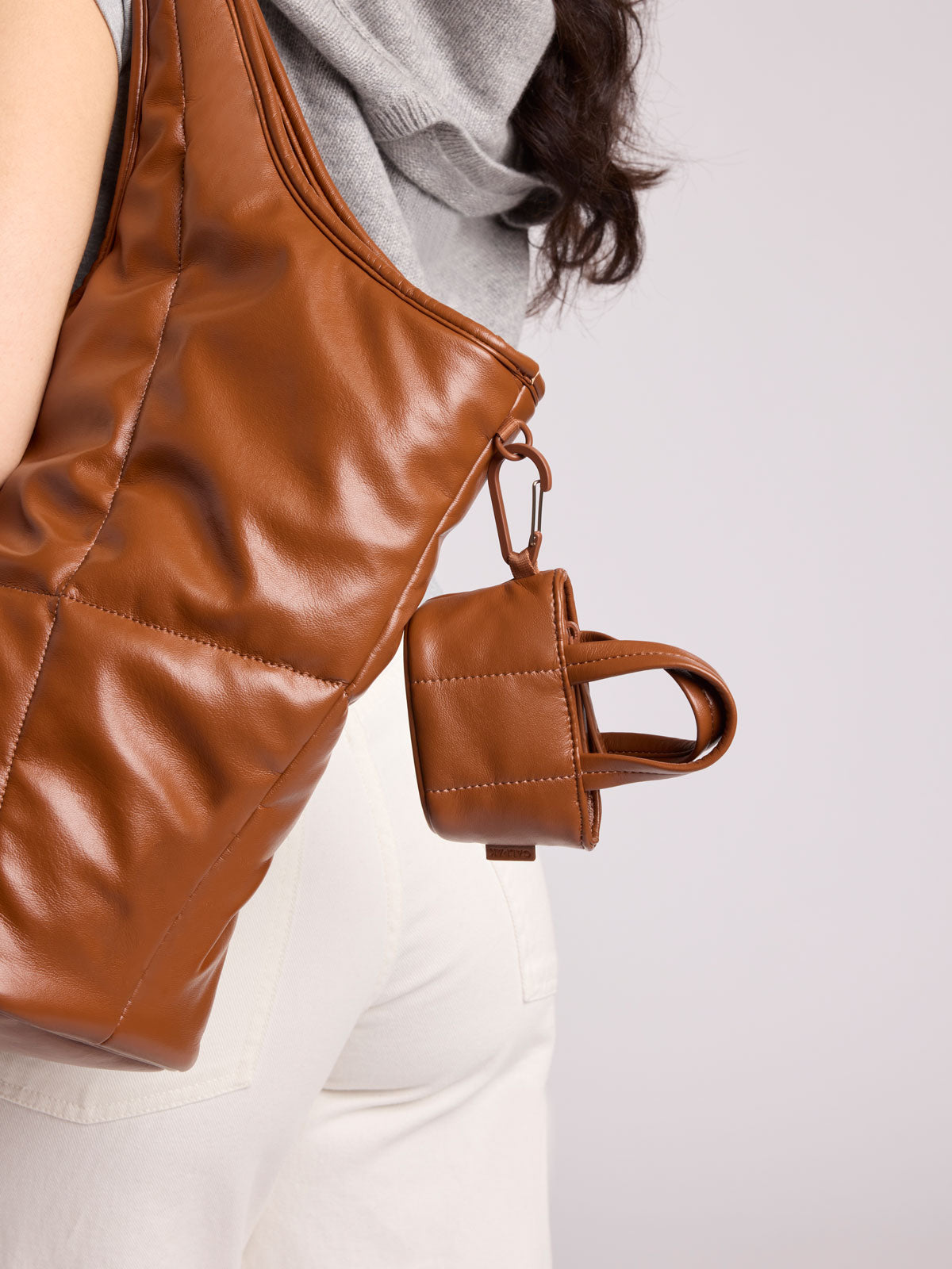Luka Tote Zip Bag Charm in Vegan Leather